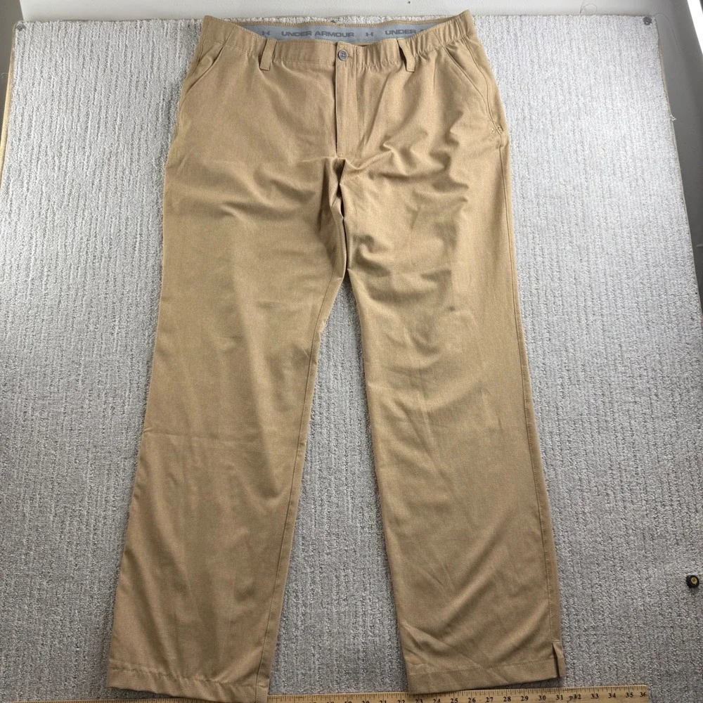 Under Armour Mens Loose Fit Golf Pants Tan Khaki Size 42x34 1309547-234
